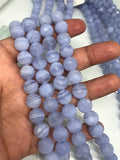 8mm Blue Lace Agate Faceted Round Beads, 15 Inch Strand- Top Quality , Good Quality faceted Round beads.