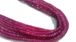 Pink Sapphire faceted Roundel Beads, Natural Sapphire 3mm , Top Quality Pink Sapphire deep pink color, Length 16"