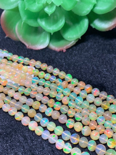 Ethiopian Opal Round 4-6M Beads,16 Inches Strand,Superb Quality,Natural Ethiopian Opal round beads , code #9 Precious gemstone, lots of fire