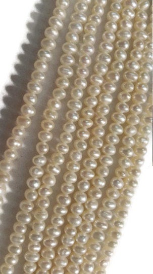 Pear Irregular Smooth Roundel shape 5mm, Genuine Pearl Beads.