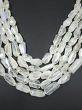 13.5" Inch, Rainbow Moonstone Faceted Nugget Beads, 6X10mm Approx Size, Rainbow Moonstone Faceted Tumble