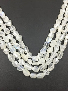 13.5" Inch, Rainbow Moonstone Faceted Nugget Beads, 6X10mm Approx Size, Rainbow Moonstone Faceted Tumble
