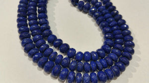 Lapis lazuli Faceted Rondelles 7mm , Dark Blue Fine Quality , Length in 10 " ,Natural Blue lapis from Afghanistan