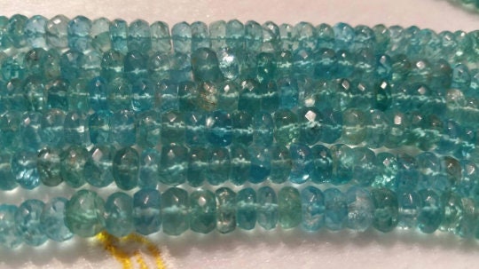 6MM Apatite Faceted Roundel Beads  , Length of strand 14