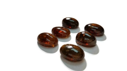 10X14mm Grossular Garnet Smooth Oval Cabs , Brown Garner Cabs. Pack of 2 Pc.