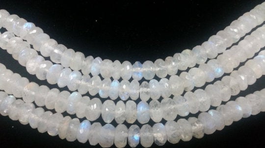 10MM, RAINBOW Moonstone Faceted Roundel shape. Length 8 Inch Top Quality faceted beads.