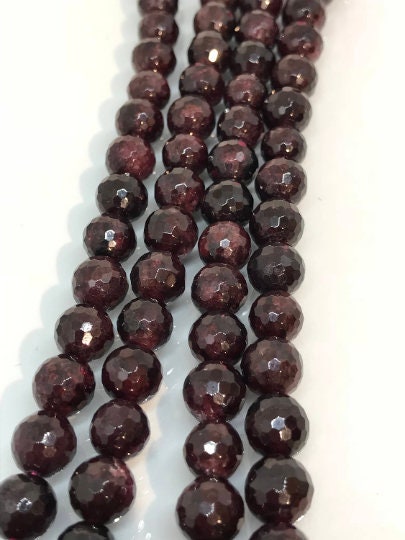 6MM Garnet Faceted , Red Garnet round Faceted,A Quality , length 16