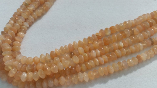 2 Strand Peach Moonstone button shape, size 5mm and Length 15