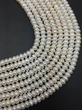 Pearl Roundel 5.5mm Beads, 15 Inch Strand cultured freshwater pearl . cultured pearl . Pearl Button shape