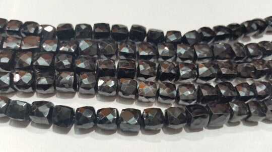 Black Spinel Cube faceted in 6mm , Good Quality faceted box shape . Black Spinel Faceted Box shape