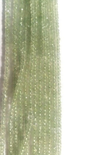 3MM Prehnite faceted Roundel , AAA quality , Length 14 Inch natural gemstone beads, faceted Roundel beads . Prehnite gemstone beads