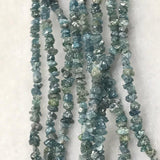 Blue Diamond Chips strand , length 17" Natural diamond chips, 20 carat strand , diamond beads in freeform shape . size 3-3.5M