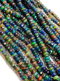 Black Ethiopian Opal Faceted Roundel Beads 3.5 mm size, Length 16 Inch - Ethiopian Opal Faceted Rondelles- AAA Quality Beads