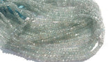 Aquamarine faceted Rondelles AA grade, size 4-4.5mm, Length 14" Hand cut faceted