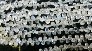 Rainbow Moonstone Faceted Pear briolette shape 7x9mm , Good quality and transparent stones