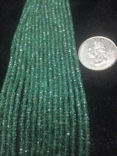 Top Quality Emerald Faceted Roundel Graduated 2.8 - 3mm , AAA Quality Emerald, Transparent and strong green, Length 16