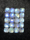 10MM Rainbow Faceted Cushion Cabs, Blue Moonstone , Rainbow Moonstone top Quality cut cushion Pack of 4 Pc.
