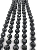 10MM Black Spinel Round Faceted Beads -  Length 40 cm - Natural black spinel Beads