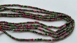 Ruby Zoisite faceted Roundel beads 3.5mm , Length of strand 13.5 Inch