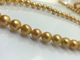 Freshwater Pearl Round beads ,9-11mm ,cultured freshwater pearl necklace - Golden Color AAAA Quality 40cm Length code #01