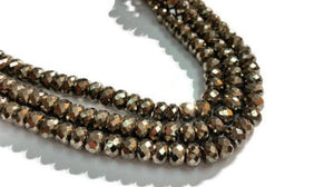 Pyrite Faceted Roundel 8mm- Length 14" , AAA Quality Faceted Beads.
