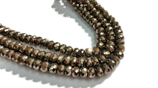 Pyrite Faceted Roundel 8mm- Length 14