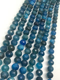 7MM Neon Apatite Faceted Round, Perfect Round Beads- , length 16" . micro faceted beads , Natural Faceted Gemstone
