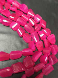 Pink Chalcedony Faceted Nuggets- 11x12mm-12x15mm size- approx 32Pcs/Strand- length 16"- Chalcedony faceted Nugget Beads