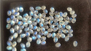 6X8MM Oval Rainbow Moonstone Smooth Cabs, Pack of 5 Pc. Good Quality Cabochons Code AAA50