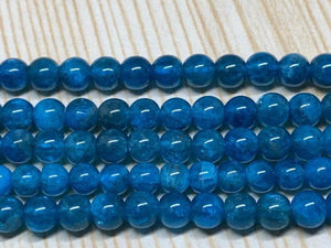 6mm Neon Apatite Round Beads , Perfect Round Beads- 40cm Length - Dark Color - Good Quality Beads