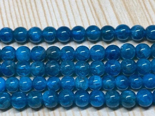 6mm Neon Apatite Round Beads , Perfect Round Beads- 40cm Length - Dark Color - Good Quality Beads- Natural Apatite Beads
