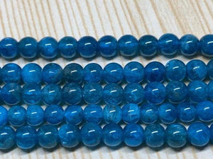 5mm Neon Apatite Round Beads , Perfect Round Beads- 40cm Length - Dark Color - Good Quality Beads