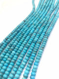 Turquoise Smooth 6mm Roundel shape (blue +green ) . Top Quality genuine Turquoise beads, Length 8" Grade AAA , HALF STRAND Natural Gemstone