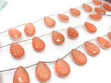 12X18 MM Peach Jade faceted Pear Briolette 8" Strand, Top Quality pear shape.Gemstone Briolettes