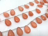 12X18 MM Peach Jade faceted Pear Briolette 8" Strand, Top Quality pear shape.Gemstone Briolettes