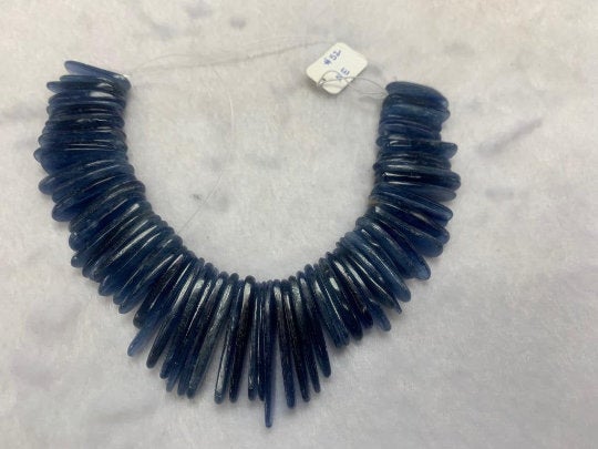 Kyanite Slices Beads, Blue Kyanite top quality Rare Available- 8 Inches code #52 SIZE 10x22 - 12x40 mm