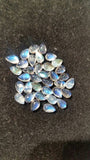 4X6 Pear Rainbow Moonstone Smooth Cabs, Pack of 5 Pc. Good Quality Cabochons . Blue Moonstone cabs code  AAA50
