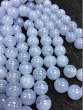8mm Blue Lace Agate Round Beads, 15 Inch Strand- Top Quality