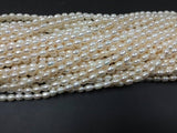 Pearl Rice Beads 4x6mm , 5x7mm size, 15 Inch Strand