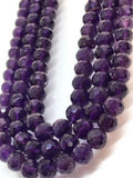 8MM Amethyst Round faceted , Top Quality faceted , Length of strand 16" natural Purple Amethyst . gemstone beads