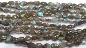 2 strands, Labradorite faceted Oval Shape 6x8mm to 7x9 MM length is 8"