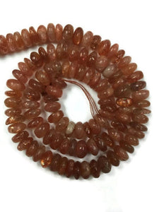 Sunstone Roundel Beads 7.5 to 8mm size, 14"  Strand