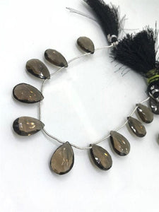 12X18MM Smoky Quartz Faceted Pear Briolette, , Length 8" of strand. gemstone briolette