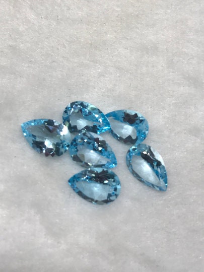 10X14MM SKY Blue Topaz faceted Pear Cabs,natural gemstone cabochon , Pack of 1 pc , AAA grade gemstone