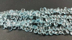 Sky Blue topaz Pear faceted Briollete , Size 6X8MM Good quality Topaz Briolettes . length 8 Inch