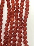 6MM Carnelian Faceted Round , length 15.5 Inches , Top Quality , Heated Carnalian machine cut faceted