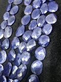 Blue Moonstone Coated faceted tumble Shape - Length 14 Inches , Flat nugget shape 18X24 MM , Moonstone coating