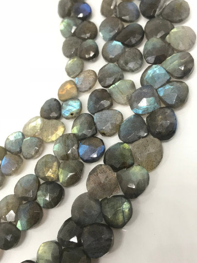 10MM Labradorite Faceted Heart Drop Briolettes, Natural Blue Flash Labradorite , Top Quality Heart shape length 8 Inch