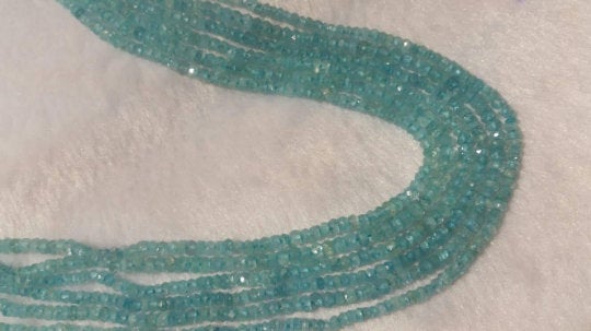 Pack of 2 strand Aquamarine faceted Rondelles AA grade, size 3-3.5mm, Length 14