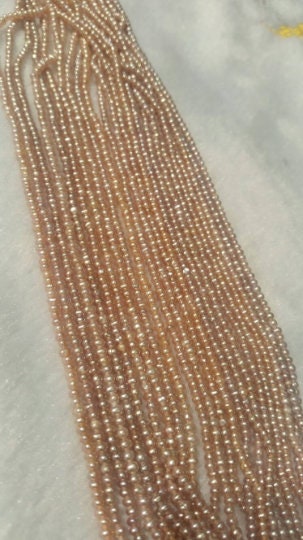 2.5MM Freshwater PEACH Cultured Pearl .Natural Freshwater pearl , AAA Grade,Irregular Potato shape pearl- 40 cm length